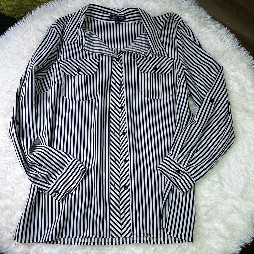NOTATIONS | Black and White Striped Top